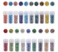 SUNNYCLUE Aproximadamente 95g 19 Colores Pequeñas Cuentas Tubulares de Vidrio Cuentas de Semillas de 2mm A Granel Rojas Verdes Azules Hexagonales Cuentas de Corneta Chapadas En Arcoíris para Hacer J