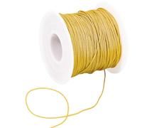 SUNNYCLUE Hilo de Nailon Dorado de 100 yarda/91 m para Joyería Cordón de Macramé Satinado de 08mm con Forma de Cola de Rata para Tejer Y Coser con Carrete de Plástico para Hacer Pulseras de la Amista