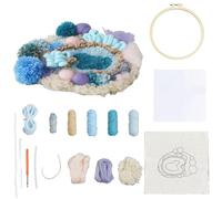 SUNNYCLUE Kit de Bordado con Aguja Punzante, Posavasos Tejidos, Posavasos Azules con Temática Invernal, Kits de Manualidades para Principiantes, Hilos Y Bastidores de Fieltro Adhesivos para Adultos, D