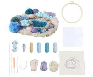 SUNNYCLUE Kit de Bordado con Aguja Punzante, Posavasos Tejidos, Posavasos Azules con Temática Invernal, Kits de Manualidades para Principiantes, Hilos Y Bastidores de Fieltro Adhesivos para Adultos, D