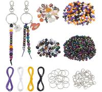 SUNNYCLUE Kit para Hacer Llaveros de Halloween con Dijes de Calavera Y Cruz, Cuentas Acrílicas con Letras Y Espaciadores de Alfabeto con Cierres de Langosta Giratorios. Ideal para Kits de Joyería, Man