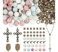 SUNNYCLUE Kit para Hacer Rosarios, Dijes de Cruz, Dijes de Crucifijo, Eslabones para Candelabros, Piedras Preciosas Naturales, Cuentas para Bisutería, Collares, Pulseras Y Festividades.
