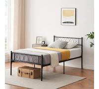 SUNNYFURN Marco de cama individual de metal con plataforma de metal con cabecero y estribo, marco de cama de metal clásico con corazón dulce de arte de hierro para niñas y niños, no necesita somier