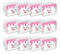 Sunnymove 12 bolsas de cosméticos de 7 x 4.7 x 2.4 pulgadas, diseño de helado, con temática de béisbol, bolsas de golosinas para regalos de equipo, bolsa transparente de PVC con cremallera para viajes