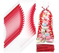 Sunnymove Paquete de 100 bolsas de celofán de béisbol con lazos giratorios, bolsas de regalo, regalos de fiesta de béisbol, regalo para dulces aperitivos, suministros de fiesta de cumpleaños temática