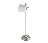 SunnyPoint Soporte de pie libre del tenedor del rollo del papel higiénico del cuarto de baño con la función de reserva, níquel satinado