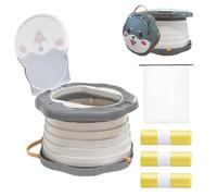 SunnySmile Orinal de viaje para niños pequeños, orinal portátil para niños, orinal plegable de viaje, para viajes, camping, parque, interior/exterior, con 75 bolsas desechables, diseño de dibujos