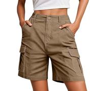 Sunnyuk Bermudas Mujer Verano Bolsillos Golf Deportes Cargo Ligeros Elasticos Pantalones Cortos, Diseño De Botones Alta Deportivo para Senderismo Transpirables Y Cómodos Impermeable con