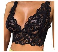 Sunnyuk Sujetadores Mujer Tallas Grandes Lencería Sexy Transpirable Cierre Frontal Sujetador De Alambre Sujetador De Encaje V Profundo Estampado Yoga Fitness Top Mujer Elegante Valentin Regalos