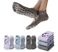 Sunolkie 3 Pares Calcetines Yoga Antideslizantes Mujer 5 Dedos, Calcetines Pilates Grip de Algodón Transpirable, Ideales para Embarazo, Barre y Fitness, Talla EU 35-39 / UK 3-6 / US 5-8
