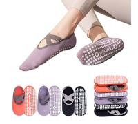 Sunolkie 3 Pares Calcetines Yoga Antideslizantes Mujer, Calcetines Pilates de Algodón Transpirable con Grip, Ideales para Embarazo y Fitness, Talla EU 35-39 / UK 3-6 / US 5-8