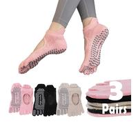 Sunolkie 3 Pares Calcetines Yoga Pilates Tabi Antideslizantes, Fitness Danza Mujer, Fitness Danza Calcetines de 5 Dedos Mujer