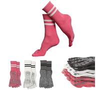 Sunolkie 3 pares de calcetines para yoga y pilates Antideslizantes, calcetines atléticos para mujer,fitness, baile, calcetines deportivos