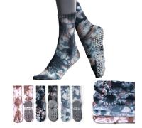 Sunolkie 3 Pares de Calcetines Yoga Antideslizantes para Mujer, calcetines pilates antideslizantes con diseño nebulosa, idea de regalo de invierno para amiga, Día de la Madre, cumpleaños y Navidad