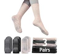 Sunolkie Calcetines Antideslizantes de Yoga y Pilates para Mujer, Largos Deportivos, de Cálida Esponja de Algodón, 3 pares
