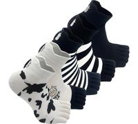 Sunolkie Calcetines de algodón para mujer, 5 pares de calcetines de punto trenzado, calcetines de cinco dedos, calcetines deportivos para yoga, gimnasio, fitness y deportes, Multicolor., Talla única