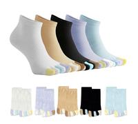 Sunolkie Calcetines de Mujer 5 Dedos, Pack de 5 Pares, Calcetines Deportivos Transpirables de Algodón, Antisudor y Cómodos, Talla Única 35-38