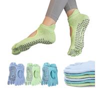 Sunolkie Calcetines de pilates para mujer antideslizantes con los dedos Calcetines de yoga y pilates profesionales, ejercicios de interior, escuelas de baile, hospitales