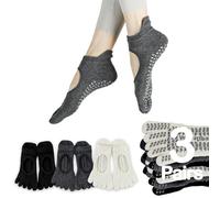 Sunolkie Calcetines para mujer con dedos separados, antideslizantes, calcetines para yoga, pilates, calcetines, calcetines de yoga, pilates, ballet, baile, baile descalzo, fitness, 3 pares