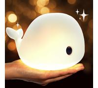 Sunolkie Luz Nocturna Ballena Infantil, Lámpara de Noche LED Bebé, Recargable USB, Luz de Mesita para Dormitorio Infantil, Regalo para Niños y Bebés