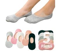 Sunolkie Pack de 5 Pares de Calcetines para Mujer de Algodón Orgánico, Calcetines Antideslizantes para Yoga, Calcetines Invisibles para Botas, Talla 3-6 UK / 35-39 EU / 5-8 US