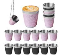 SUNOYA 12 Piezas Vasos de Shot Colgantes: 30ml Tazas de Shot de Acero Inoxidable con Cadena, perfectas para Fiestas de Boda, Carnaval y Despedidas de Soltera (6 Rosa + 6 Negro)