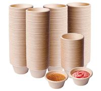 SUNOYA 200 vasos compostables, cuencos para salsas, cuencos pequeños para salsas (2 oz), vasos de papel biodegradables para chupitos de gelatina, souffle