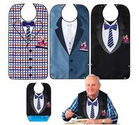 SUNOYA 3 Piezas Babero Adulto, Impermeable, Reutilizable, Máquina Lavable, Mantiene Mealtime Aseado, Para Adultos, Personas, Hombre, Mujer, Ancianos