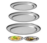 SUNOYA 3 Piezas Bandejas De Servir Oval, Acero Inoxidable Bandeja, Bandeja De Servir De Acero Inoxidable Cuenco Ovalado Para Colocar Comida Gourmet, Bandejas De Cocina, Suministros De Restaurante