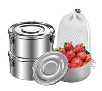 SUNOYA 3 Piezas Fiambrera de Acero Inoxidable, Fiambrera Acero Inoxidable, Fiambreras de Acero Inoxidable, 360ml, para Aperitivos, Frutas, Cereales, Sopas y Comidas Principales