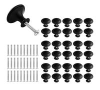 SUNOYA 30 Piezas Tiradores Cajones Negro, Pomos y Tiradores, Tiradores Armarios Mate Redondo Tiradores Cocina Negro Vintage, Pomos Armario, Puxadores para Moveis Cozinha