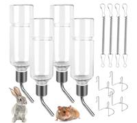 SUNOYA 4 Piezas Bebedero Conejo, Bebedero Hamster 350 ml, Bebedero Cobaya, Botellas de Conejo Colgantes Sin Gote, Botellas de Agua para Mascotas Roedores Animales Pequeños Chinchillas
