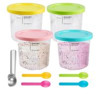 SUNOYA 4 Piezas Recipiente De Helado, Recipiente De Helado Para Creami Nc500 Nc501, 710 Ml Con Tapa Y Cuchara, Accesorios Para Ice Creami Maker