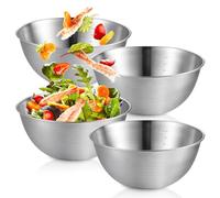 SUNOYA Bol de Acero Inoxidable 304, Set de 4 Bowls Cocina, Ensaladera, 1,2L 19CM, Aptos para Lavavajillas, Apilables para un Fácil Almacenamiento, para Hornear, Servir y Picar.