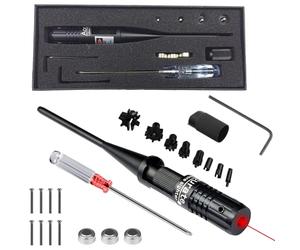 SUNOYA Bore Sighter, Kit de visera de taladro, calibre 22 a .50, con caja de transporte ligera, Boresight, negro, mate, aleación de aluminio de, colimador Boresight para calibración