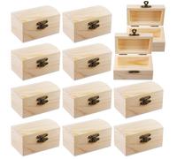 SUNOYA Caja De Madera,12 Piezas Caja Madera, Cofre Del Tesoro, Cofre Madera, Pequeño Cofre Del Tesoro De Madera Para Almacenamiento, Decoración De Regalos, Pintura Y Bricolaje (9 X 5,5 X 5 cm)
