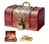 SUNOYA Cofre del tesoro de madera, cofre del tesoro de madera, cofre del tesoro con cerradura de combinación, cofre del tesoro de madera, cofre del tesoro vintage de madera, para almacenamiento y