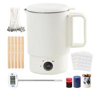 SUNOYA Derretidor de cera eléctrico, olla de fusión de cera de 800 ml, juego con 100 mechas de vela, 100 pegatinas de mecha, 5 soportes para mechas y termómetro digital para hacer velas DIY