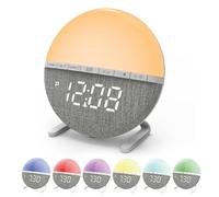 SUNOYA Despertador de luz diurna con luz de amanecer, despertador, despertador, con luz, despertador digital con pantalla LED, 7 tonos de llamada, 7 colores, lámpara de noche para dormitorio y hogar