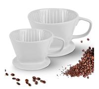 SUNOYA Filtro de Café de Porcelana en Forma de Abanico - 2 Unidades Reutilizables - Soporte para Filtro de Café de Mano