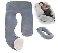 SUNOYA Funda de almohada de embarazo, en forma de J, funda de almohada de embarazo, funda de almohada en forma de J para mujeres y para dormir de lado, funda de repuesto para almohada de lactancia