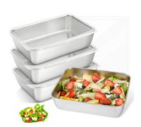 Juego con 4 recipientes de acero inoxidable, 1200 ml, apilables, fiambreras para frigorífico, fiambreras con tapa para carne, queso, salchichas