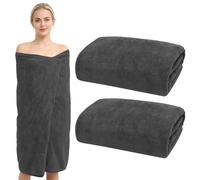 SUNOYA Juego de 2 toallas de baño grandes, tamaño XXL, 100 x 200 cm, toallas de baño grandes de algodón, toalla de ducha, color gris, para toallas de sauna, toalla de playa, toallas de baño, muy