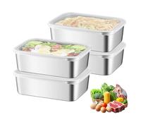 SUNOYA Juego de 4 fiambreras de acero inoxidable, caja de almacenamiento de alimentos con tapa, para frigorífico, alimentos de acero inoxidable