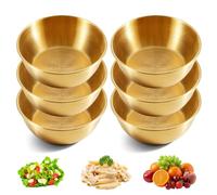 SUNOYA Juego de 6 cuencos de acero inoxidable, diámetro de 17 cm, color dorado y acero inoxidable, capacidad para ensalada, cuenco redondo para servir ensalada, cuenco para servir aperitivos, cuencos