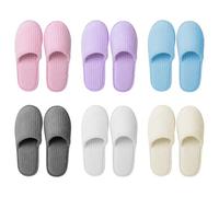 SUNOYA Juego de 6 pares de zapatillas de invitados, pantuflas de hotel, pantuflas para invitados, pantuflas para invitados, pantuflas de baño, talla universal, antideslizantes, para spa, dormitorio