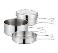 SUNOYA Juego De Ollas De Camping, Juego De Utensilios De Cocina para Camping, Juego De Cocina para Camping 4Pcs, Juego De Ollas para Acampar De Acero Inoxidable para Camping, Senderismo, Cocina