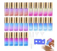SUNOYA - Lote de 25 botellas de aceites esenciales, 5 ml botella roll on de vidrio, roll on aceite esencial, con abridor de botellas, embudo y cuentagotas, para aceites esenciales, lociones