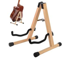 SUNOYA Soporte de guitarra de madera, soporte para guitarra acústica, soporte de piso para guitarra, ajustable, soporte para guitarra bajo, soporte para guitarra plegable A-frame para bajo