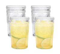 SUNOYA Tazas de café, vasos románticos de 380 ml, 4 unidades de vasos de agua románticos, vasos de cristal en relieve, vasos de agua, vasos de agua, vasos de agua, vasos de agua para bebidas de agua,